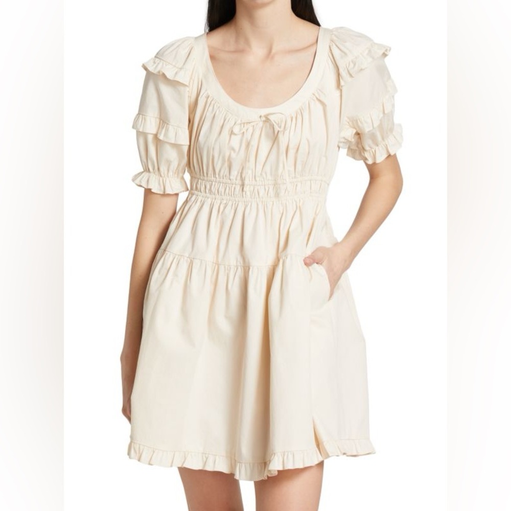 En Saison Sveta Shirred Poplin Minidress